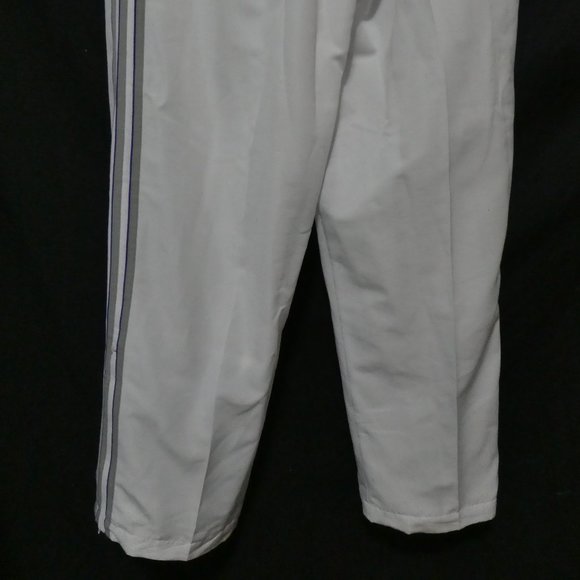 ADIDAS | 2XL | White Exercise Pants With Pockets and Grey and Blue Stripes | GUC - Picture 11 of 15
